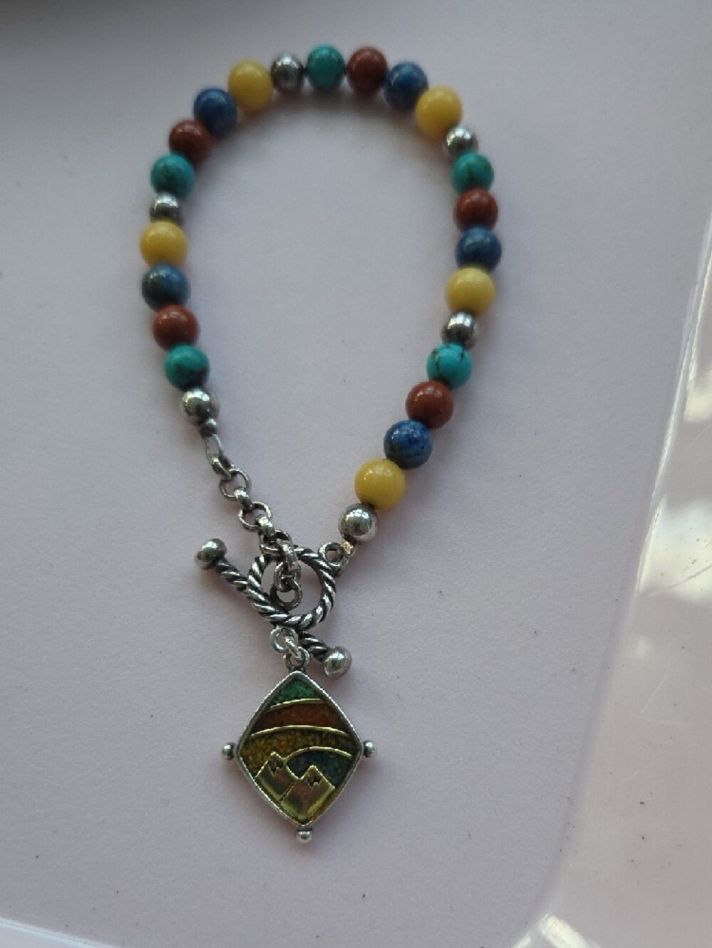 Carolyn Pollack Sterling Silver Mountain Pendant Bracelet With Colored Stones - Picture 2 of 5
